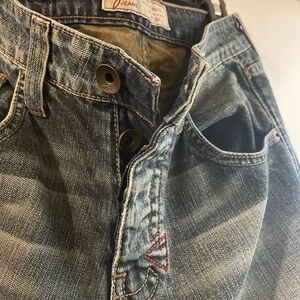 Blue Denim Jeans with Button Fly
